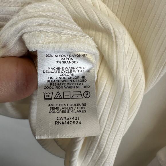 Loft White Button V Neck Long Sleeve Ribbon Casual Shirt Womens Size Large - Picture 12 of 14